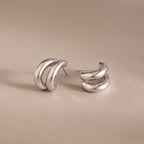 Bold Duo Hoops in Silver