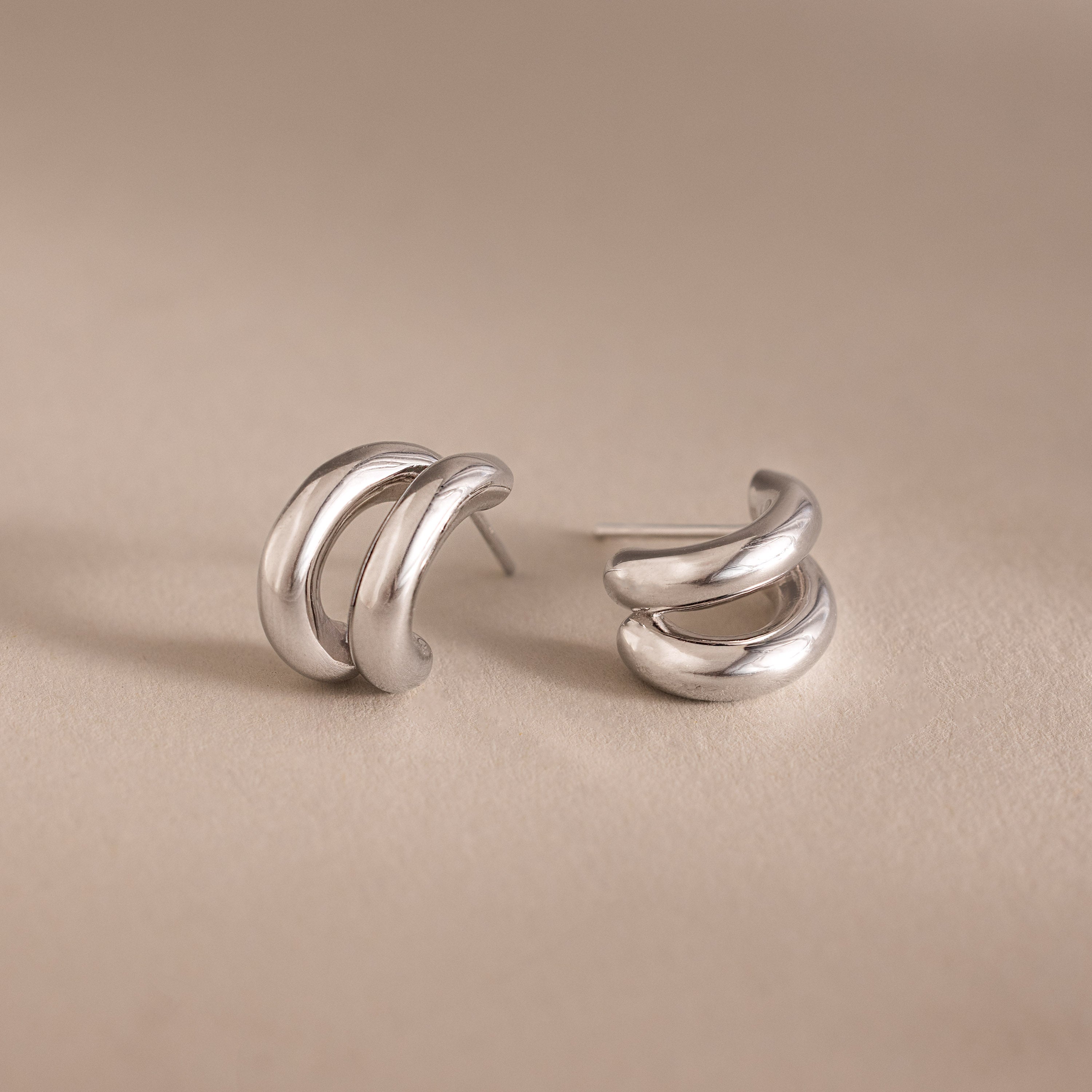 Bold Duo Hoops in Silver