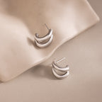 Bold Duo Hoops in Silver