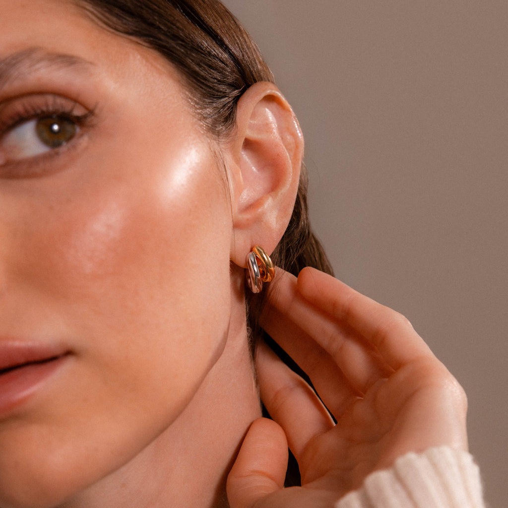 Bold Duo Hoops in Mixed Metal