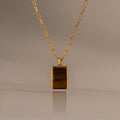 Tiger's Eye Locket Necklace in 18K Gold