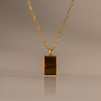 Tiger's Eye Locket Necklace in 18K Gold