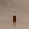 Tiger's Eye Locket Necklace in Silver