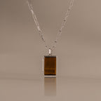 Tiger's Eye Locket Necklace in Silver