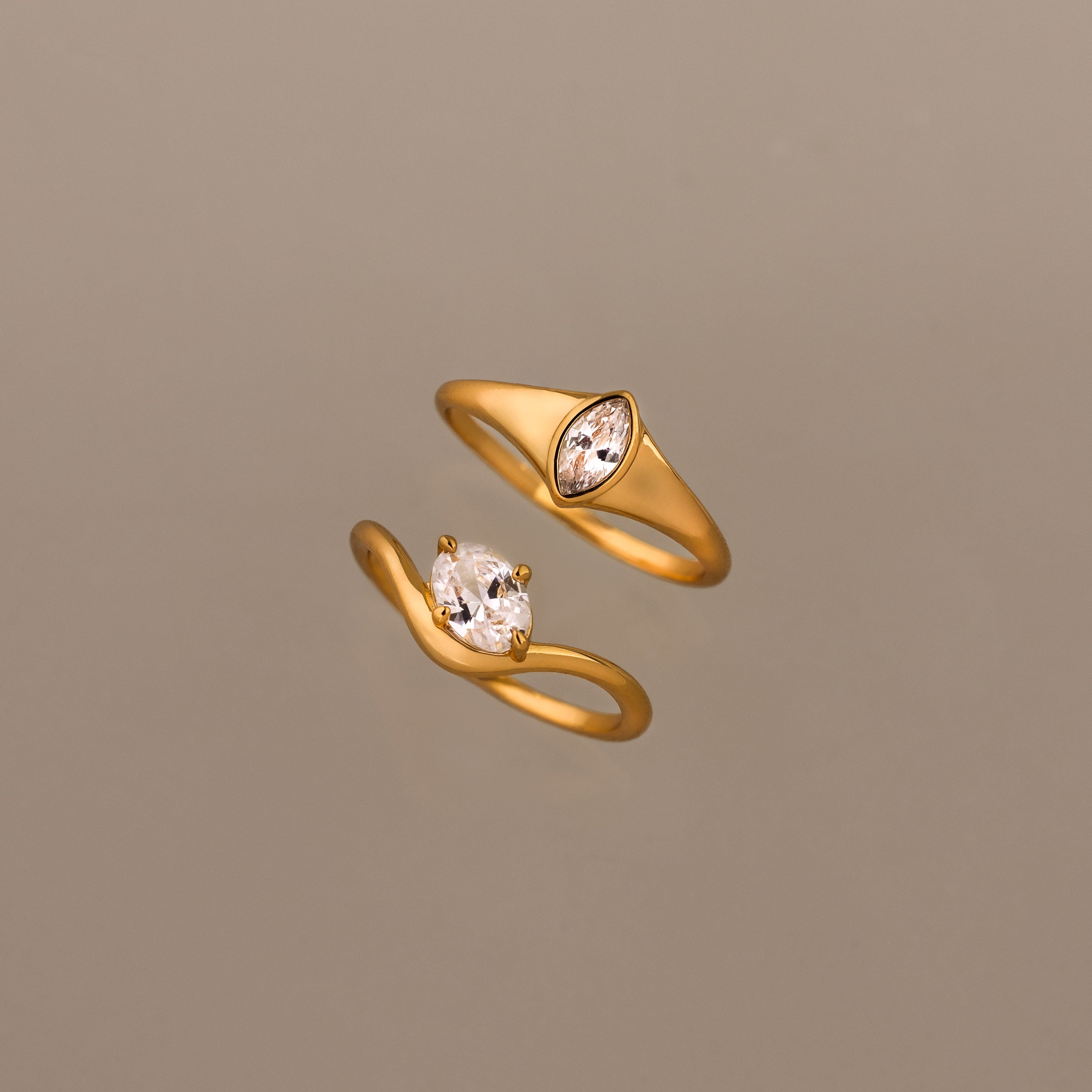 Sculptural Solitaire Ring Set