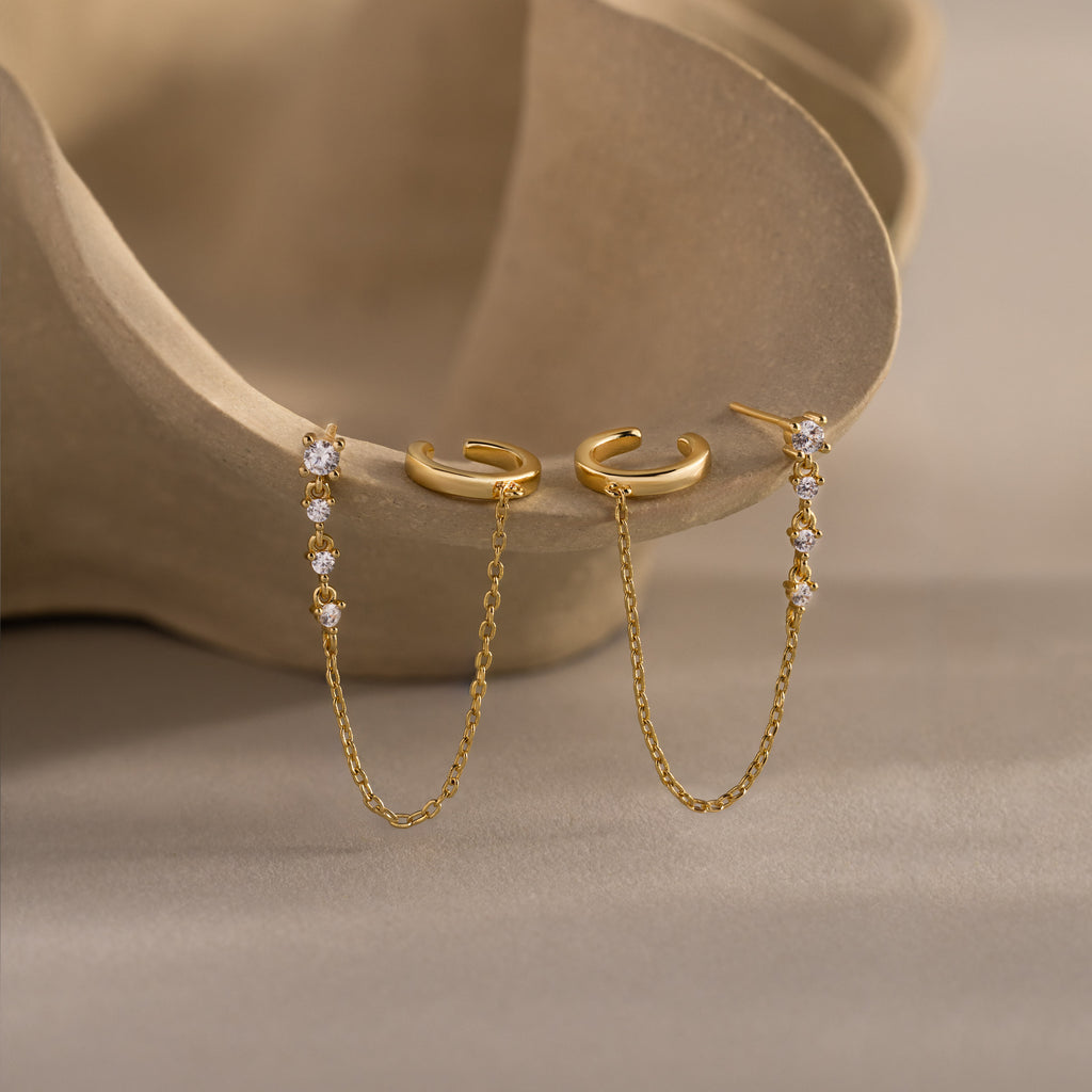 Diamond Veil Ear Cuffs in 18K Gold