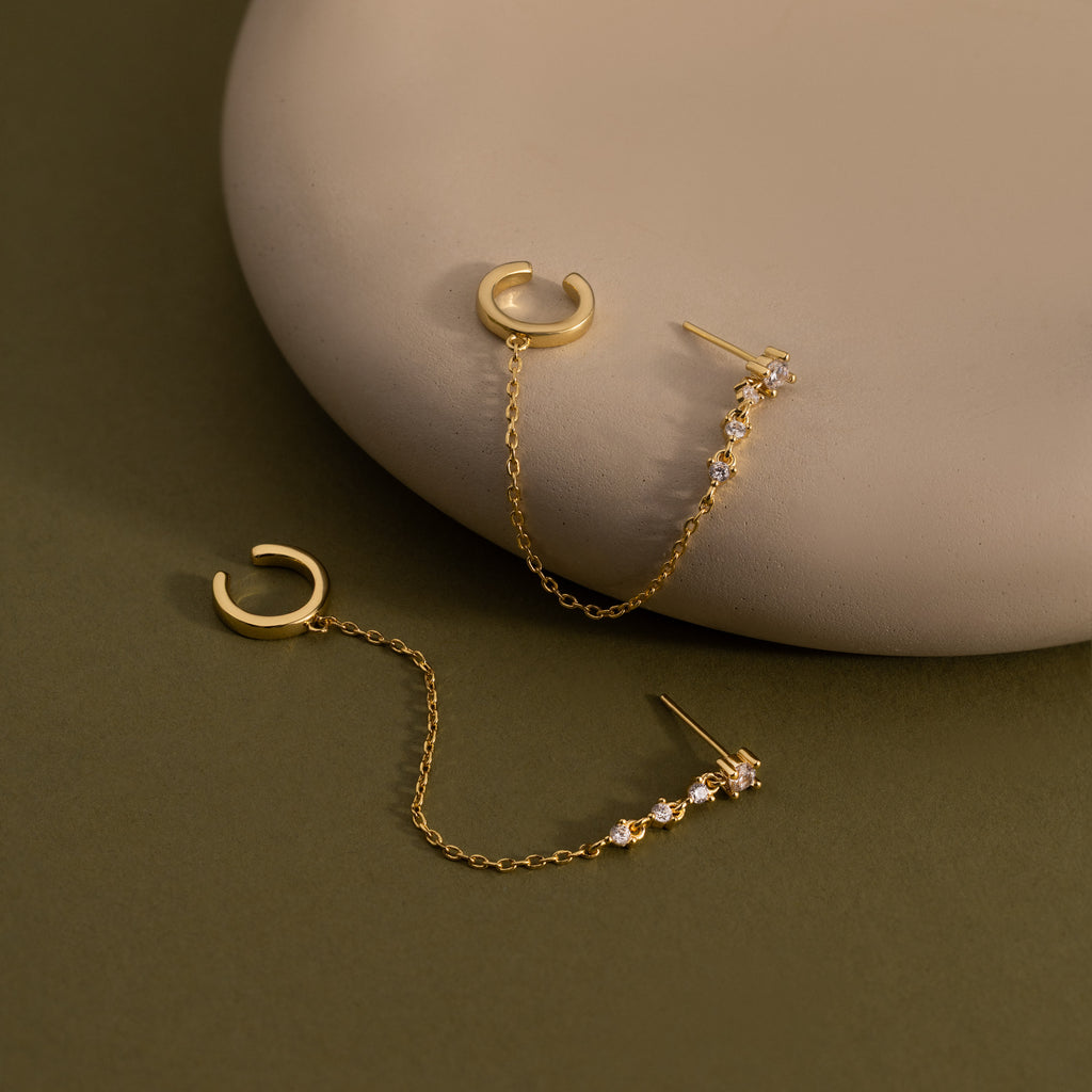 Diamond Veil Ear Cuffs in 18K Gold