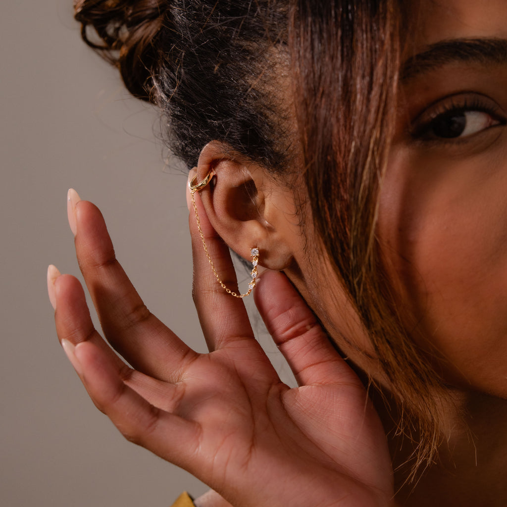Diamond Veil Ear Cuffs in 18K Gold