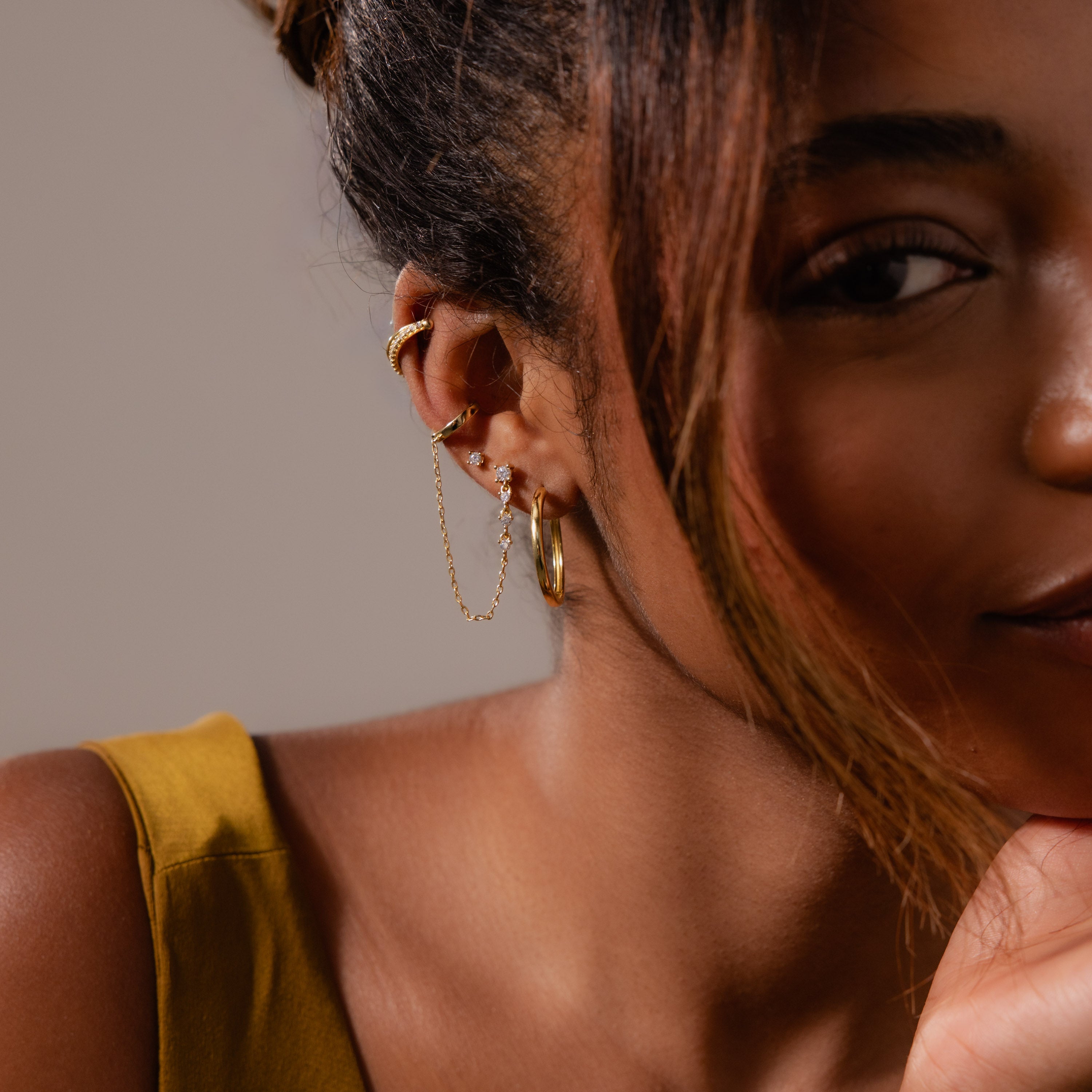 Diamond Veil Ear Cuffs in 18K Gold