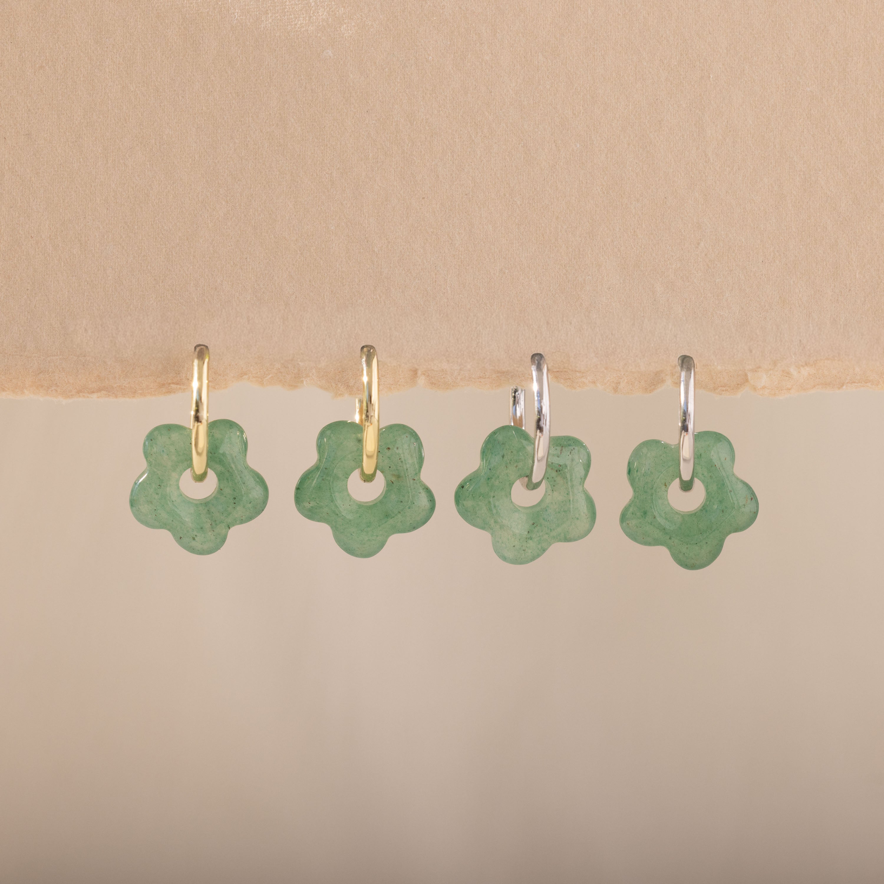 Jade Flower Hoops