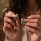 Jade Flower Hoops