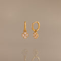Diamond Clover Huggies in 18K Gold