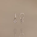 Diamond Clover Huggies in Silver