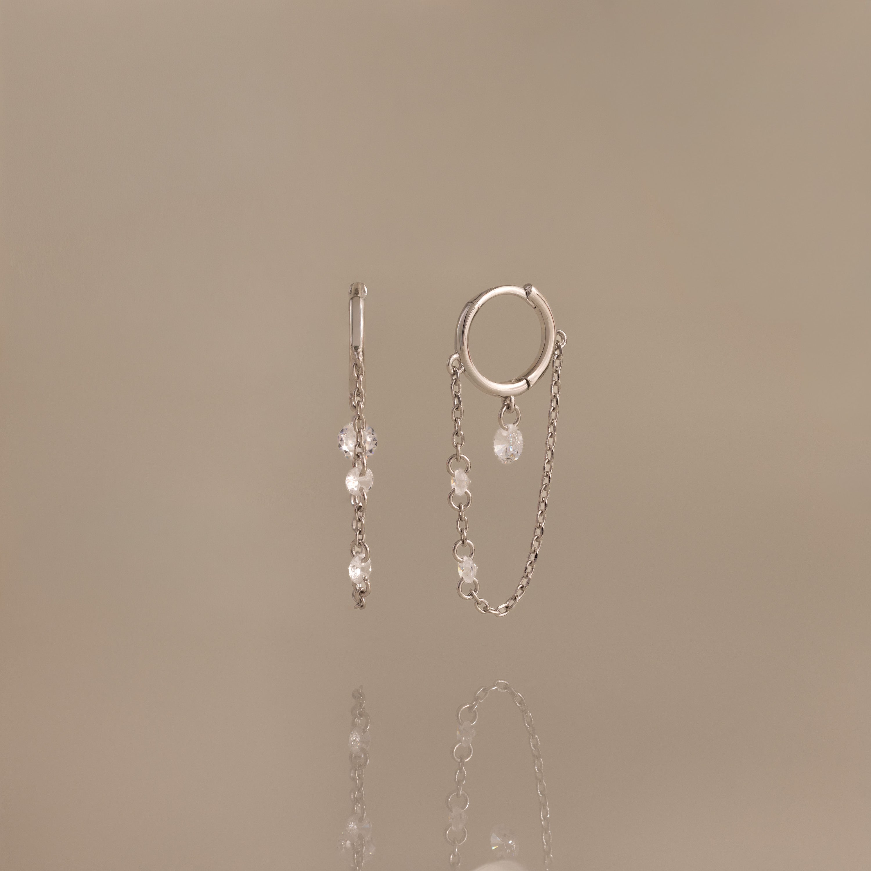 Crystal Chain Drop Huggies
