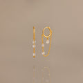 Crystal Chain Drop Huggies in 18K Gold