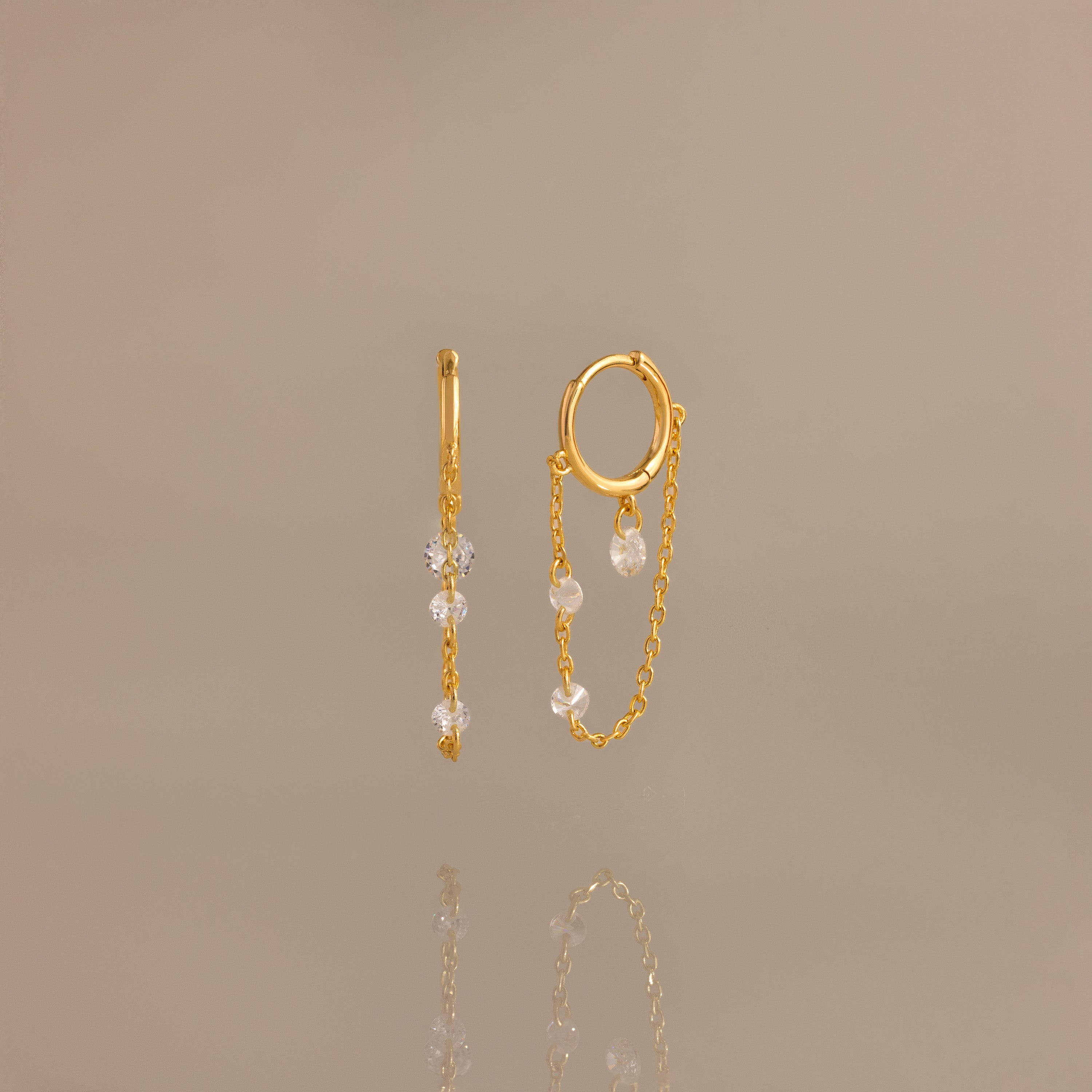 Crystal Chain Drop Huggies