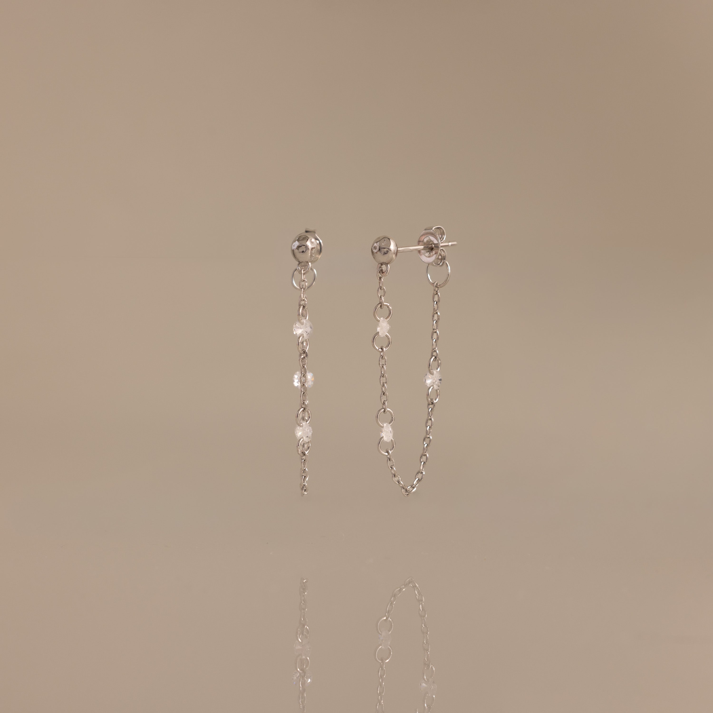 Crystal Chain Drop Studs