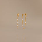 Crystal Chain Drop Studs in 18K Gold