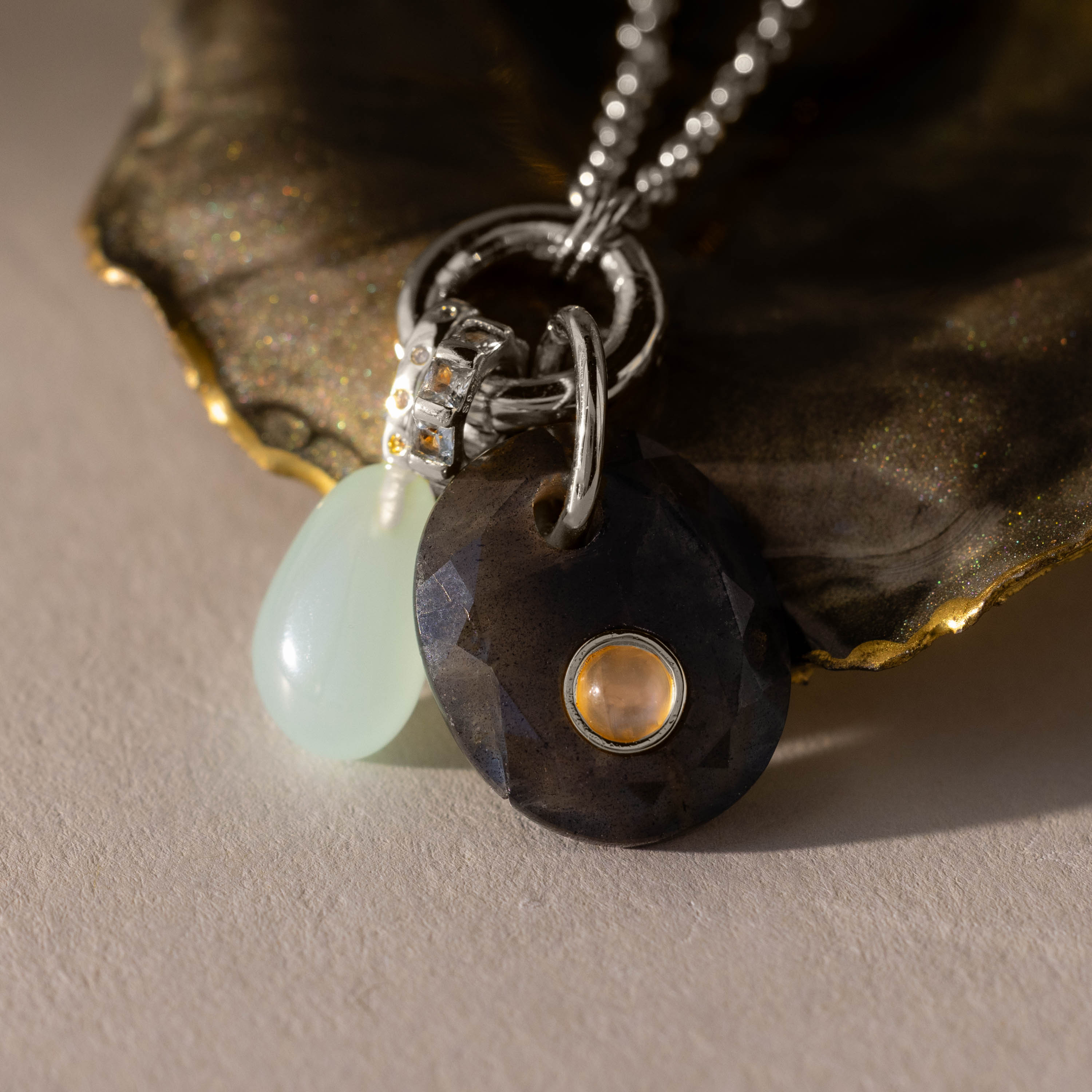 Moonstone Labradorite Charm
