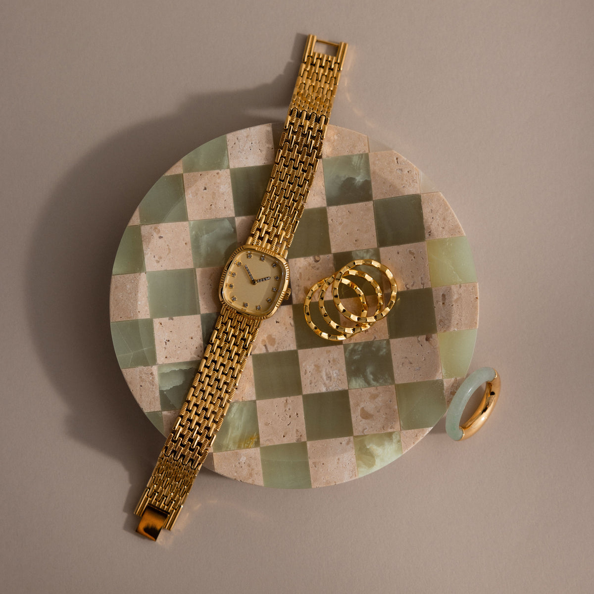 Green Checkered Jewelry Dish