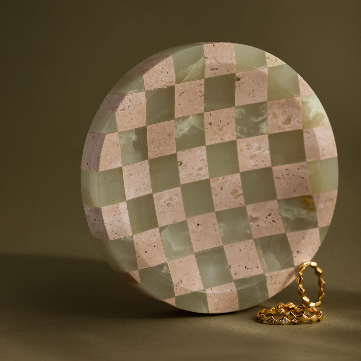 Green Checkered Jewelry Dish
