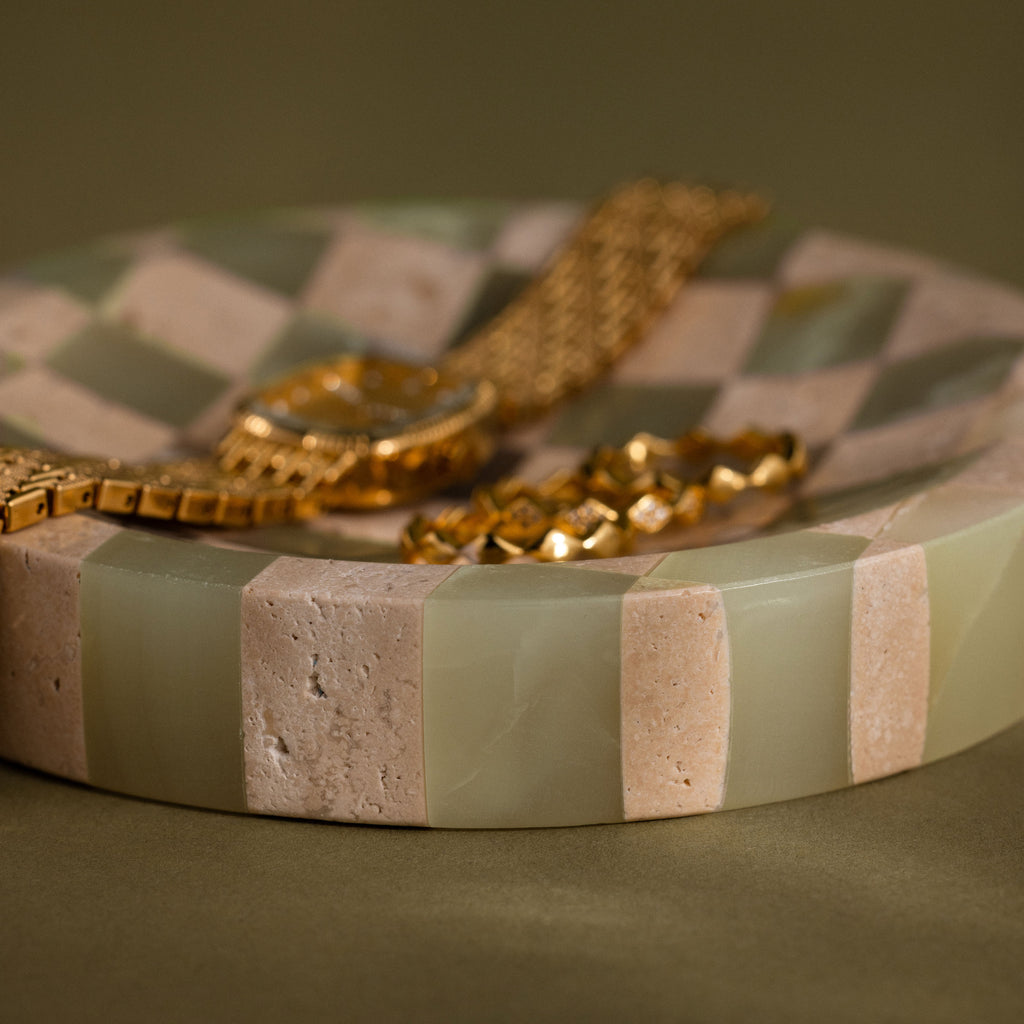 Green Checkered Jewelry Dish