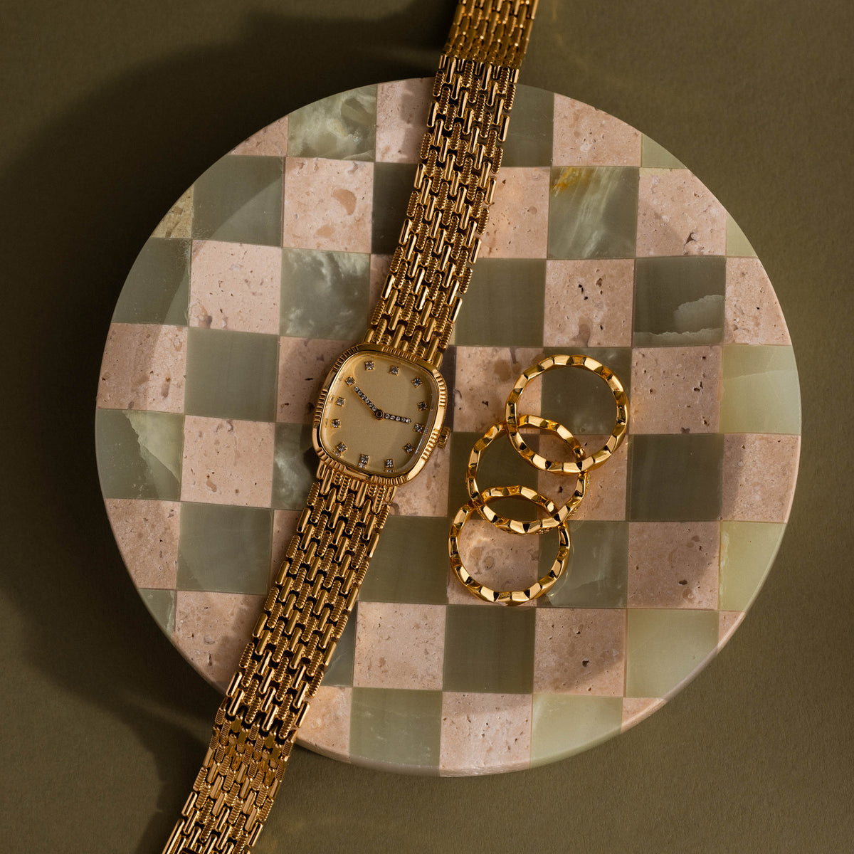 Green Checkered Jewelry Dish