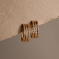 Pave Trio Hoops in 18K Gold