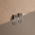 Pave Trio Hoops in Silver