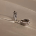 Pave Trio Hoops in Silver