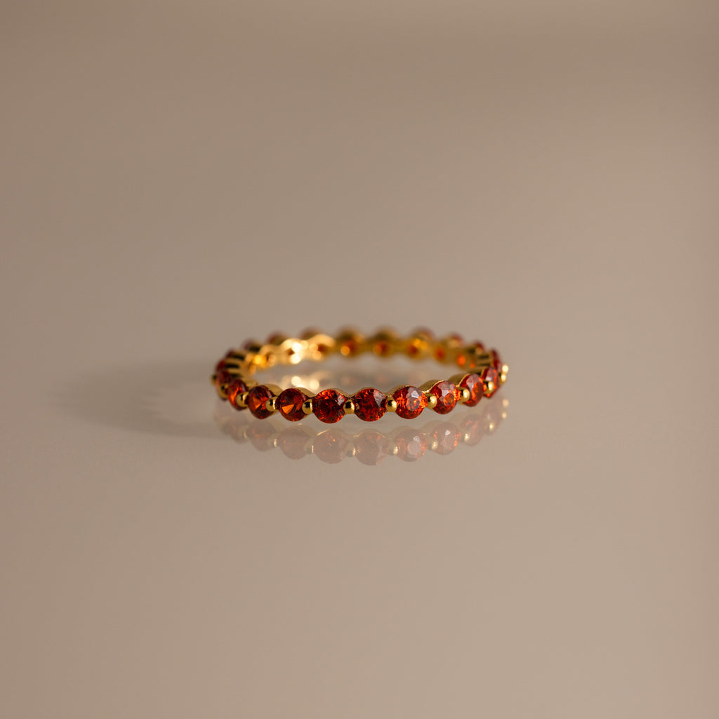 Lace Eternity Garnet Ring