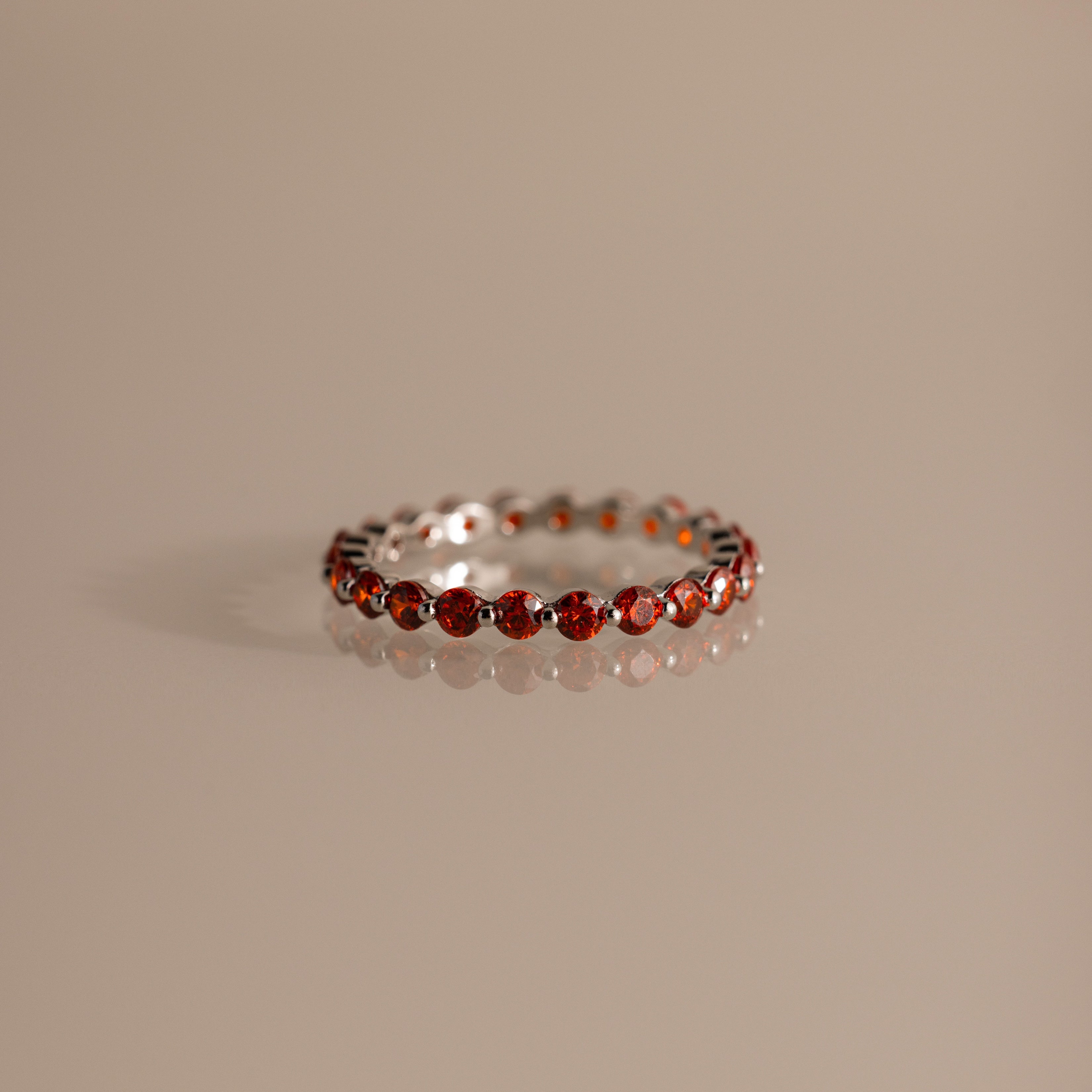 Lace Eternity Garnet Ring
