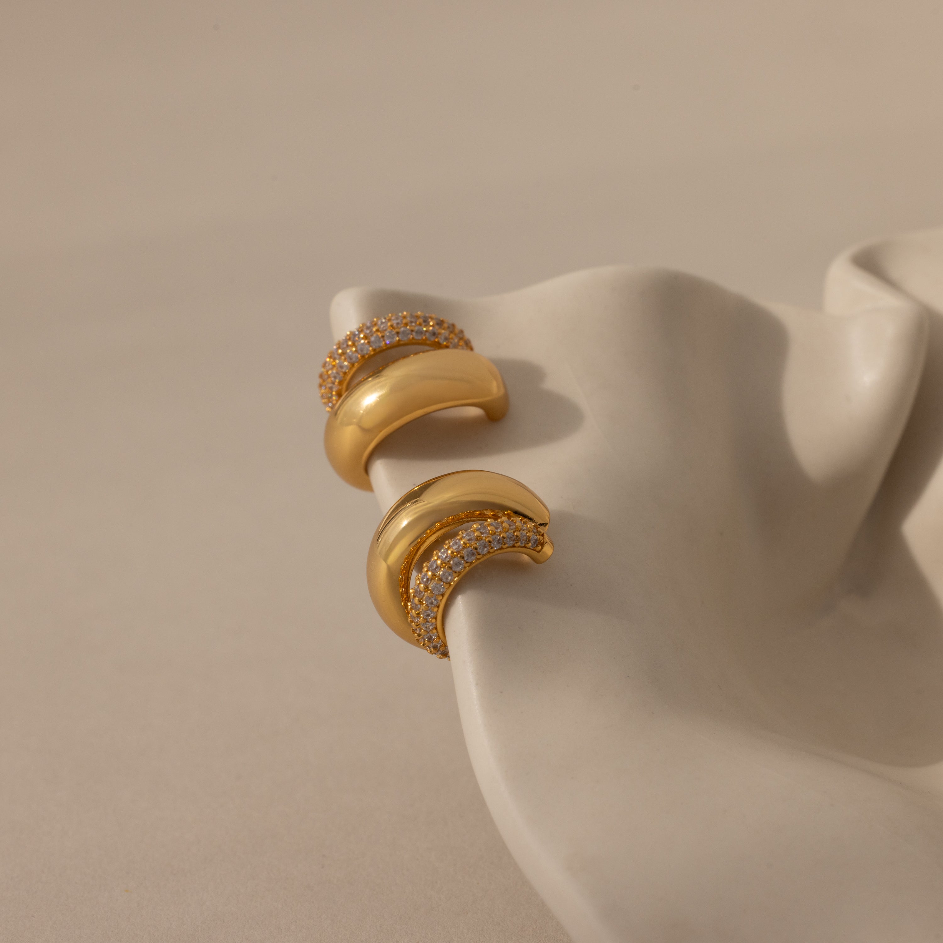 Duo Pave Dome Studs in Mixed Metal