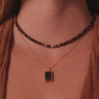 Beaded Tiger's Eye Necklace in Silver