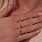 Diamond Drop Cross Charm in Silver