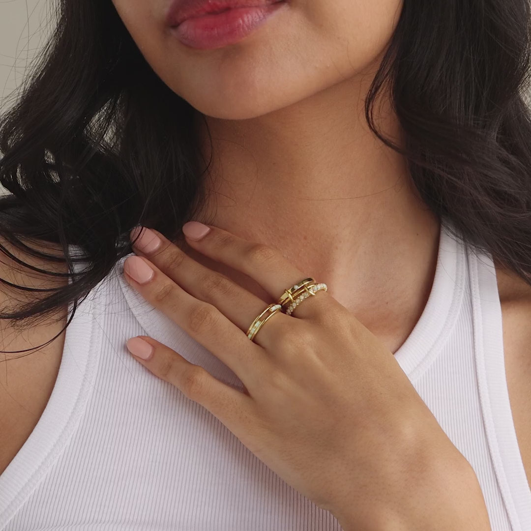 Triple Linked Birthstone Ring Set