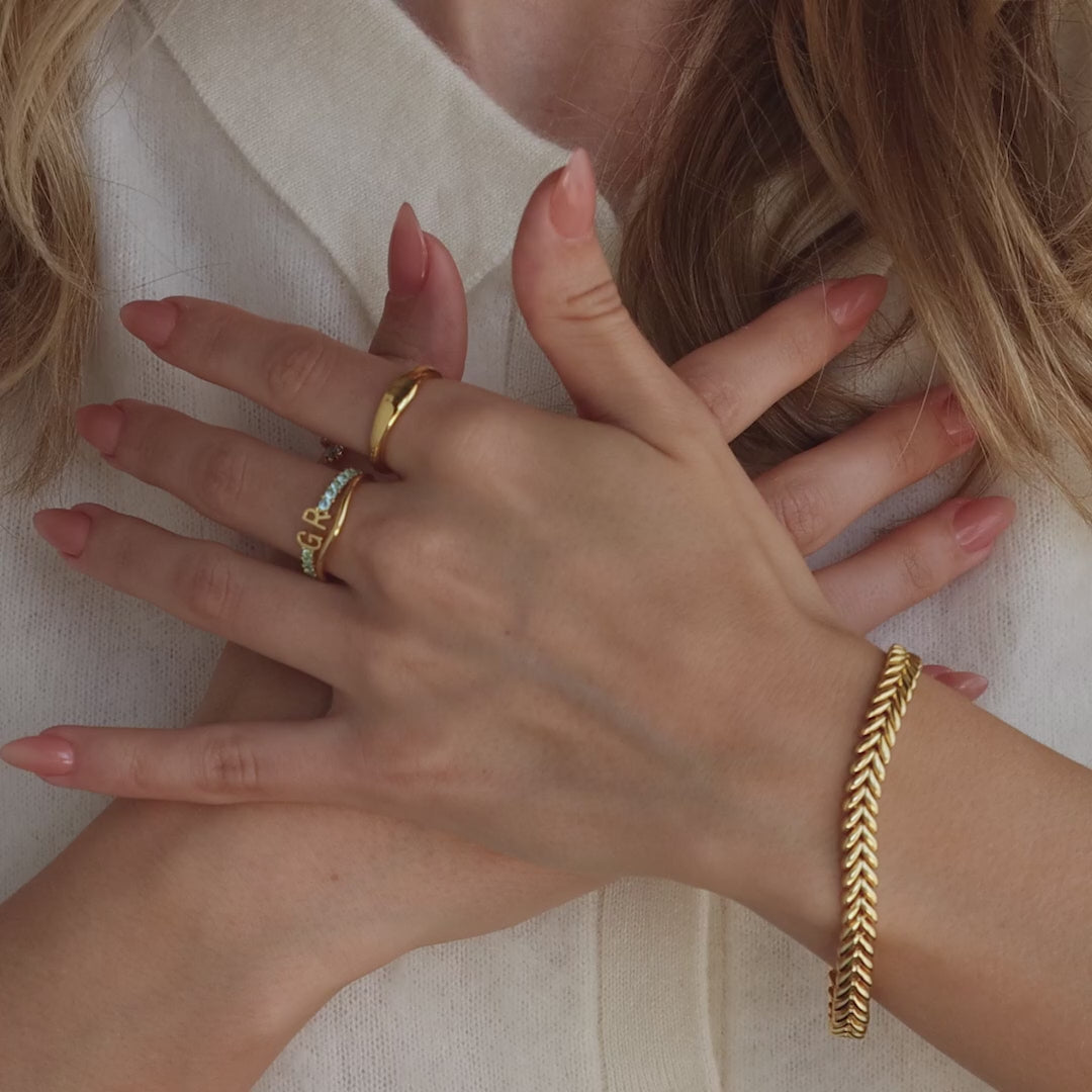Duo Initial Birthstone Tennis Ring