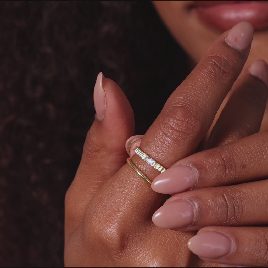 Dainty Ribbed Pink Tourmaline Ring