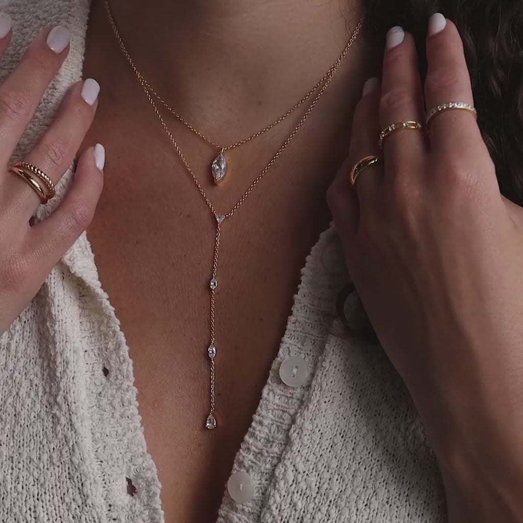 Collier Lariat en Diamants Mixtes