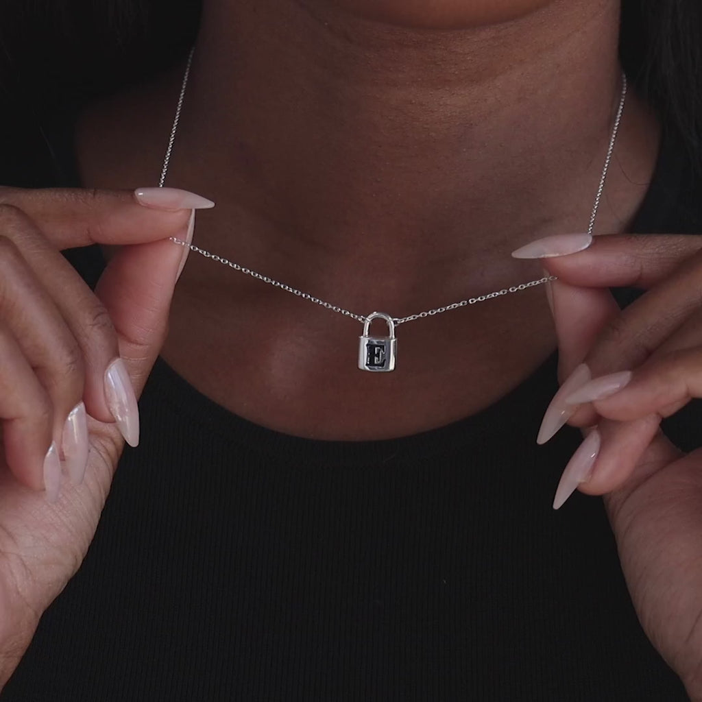 Padlock Necklace in Silver