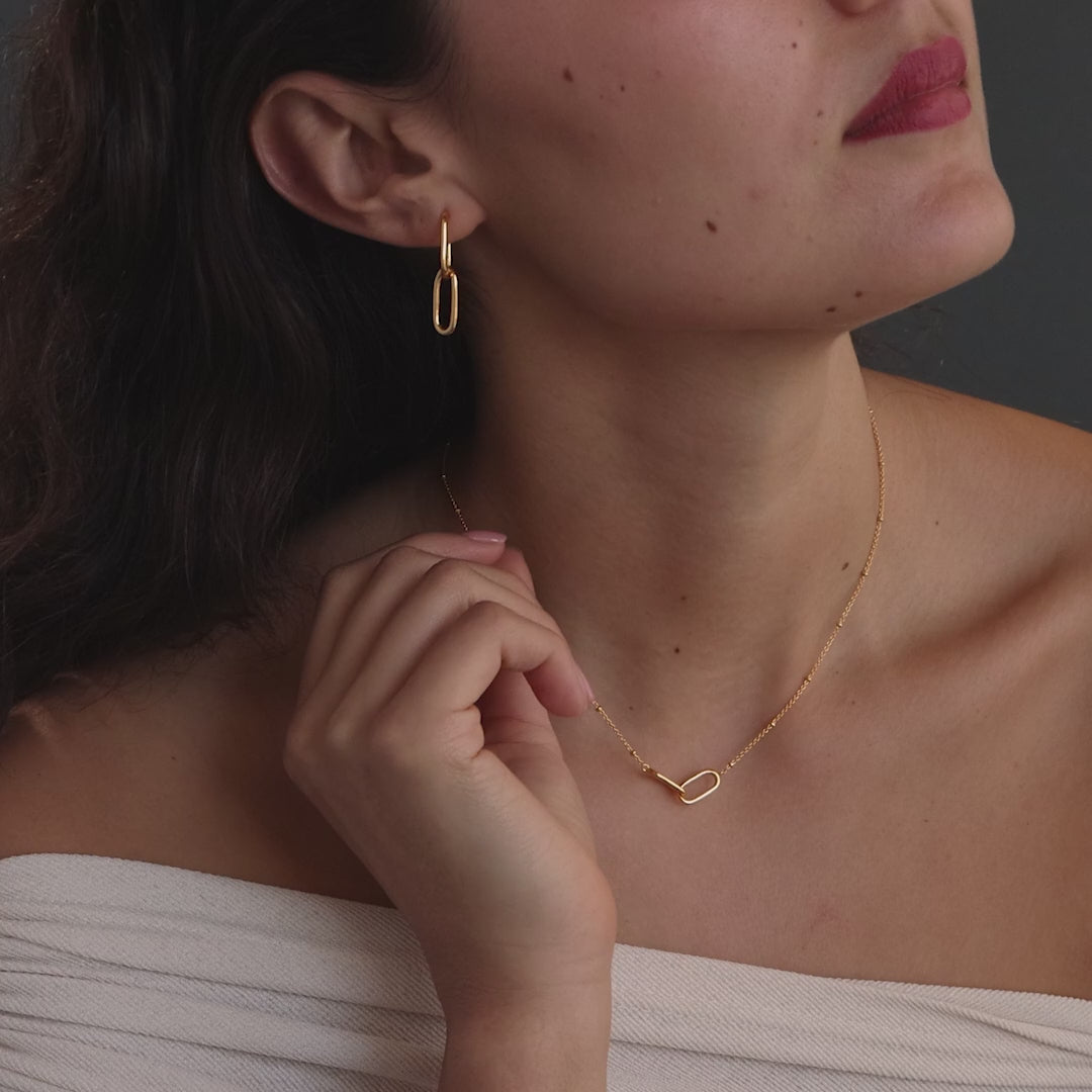 Linked Charm Necklace and Earrings Set