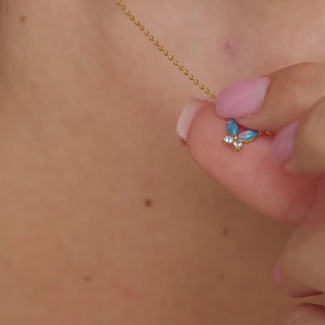 Opal Butterfly Necklace Set