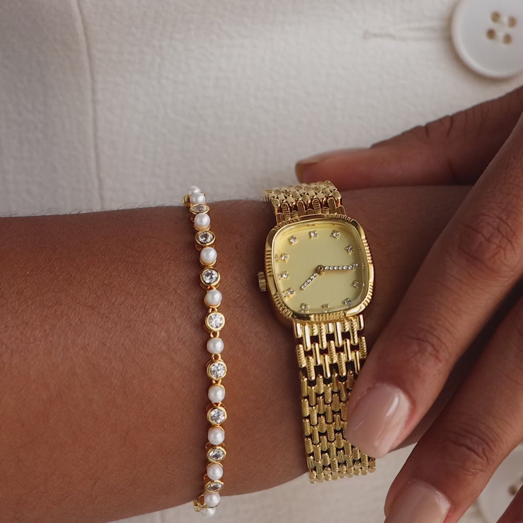 Pearl & Diamond Tennis Bracelet