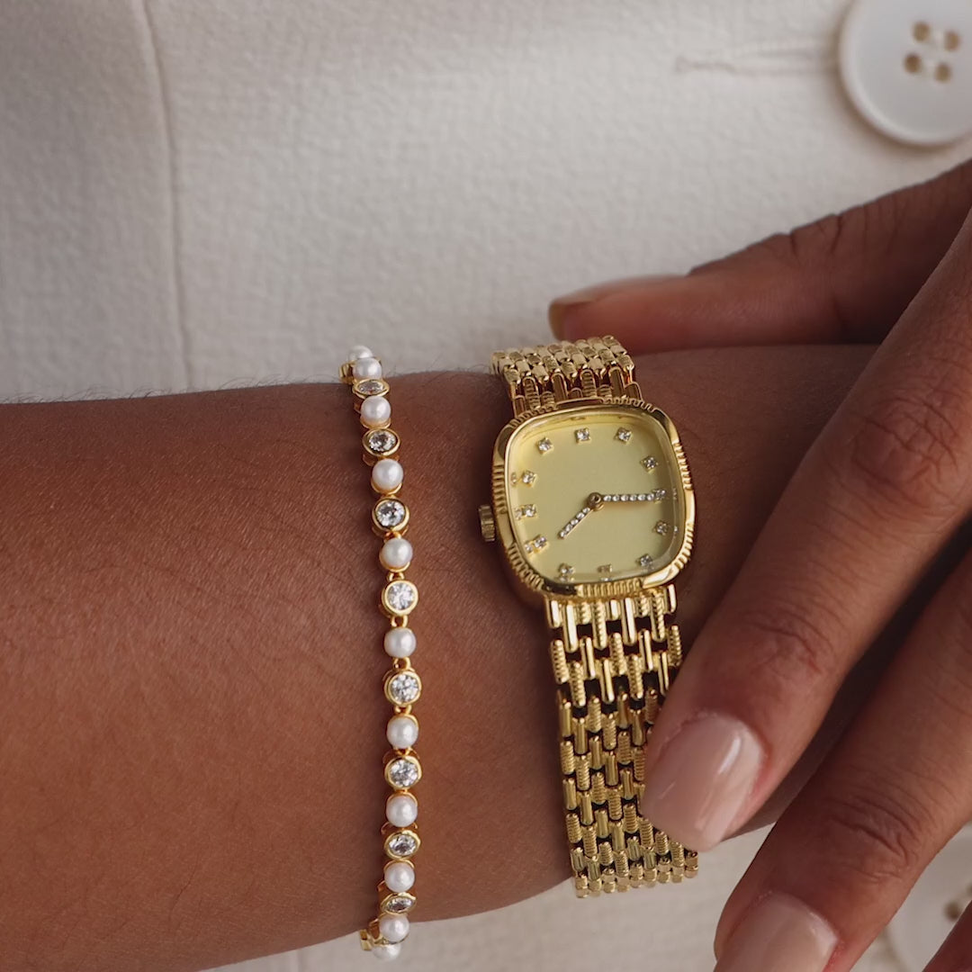 Pearl & Diamond Tennis Bracelet