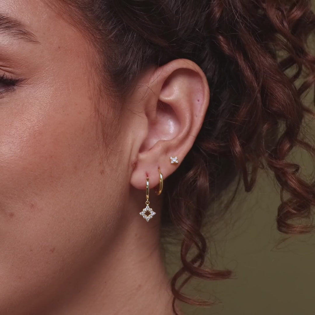 Twilight Star Hoops in Silver