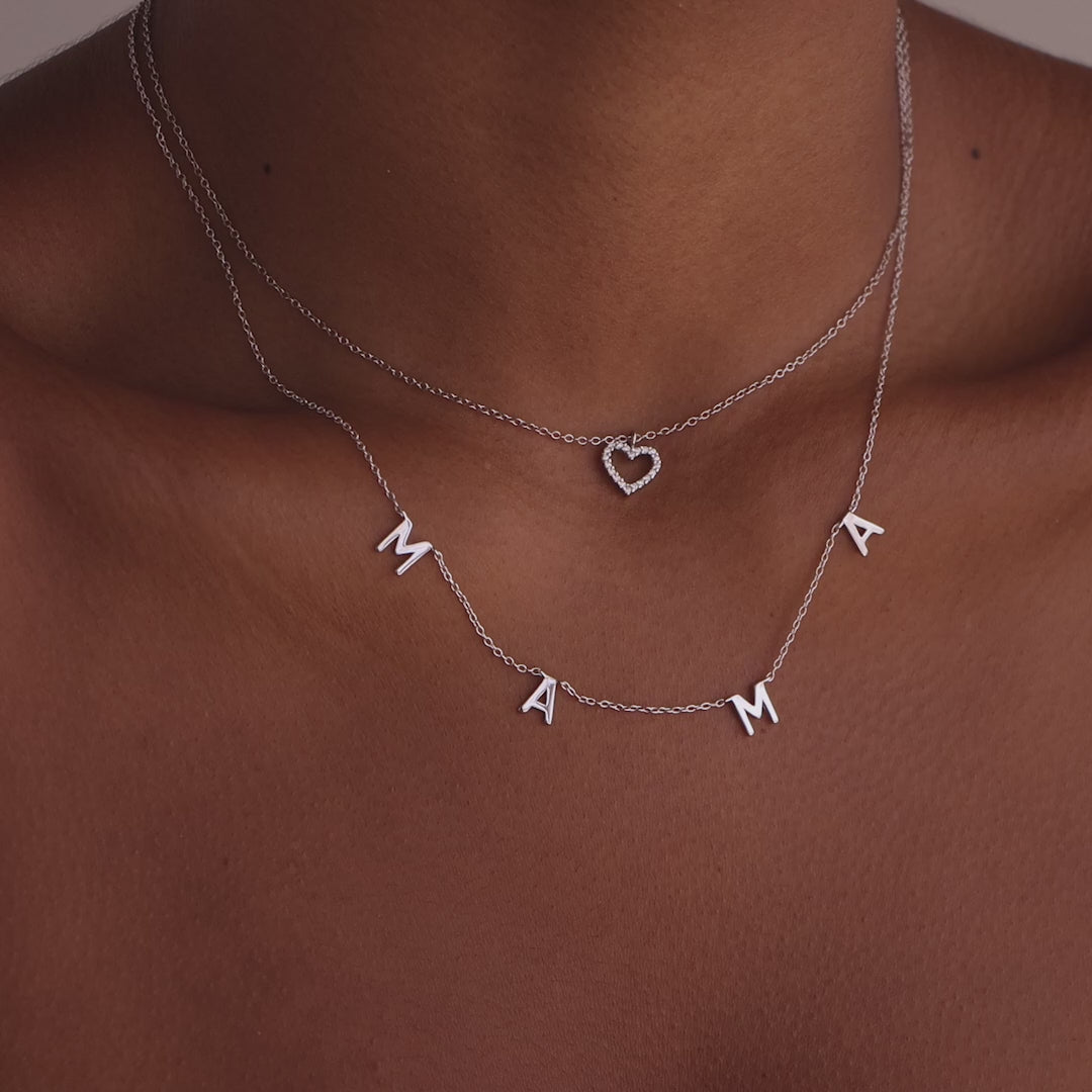 Mama Letter Necklace in Silver