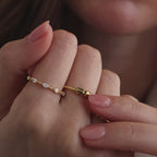 Beaded Multiple Name Ring in 18K Gold