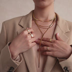 Long Y Herringbone Chain Necklace in 18K Gold