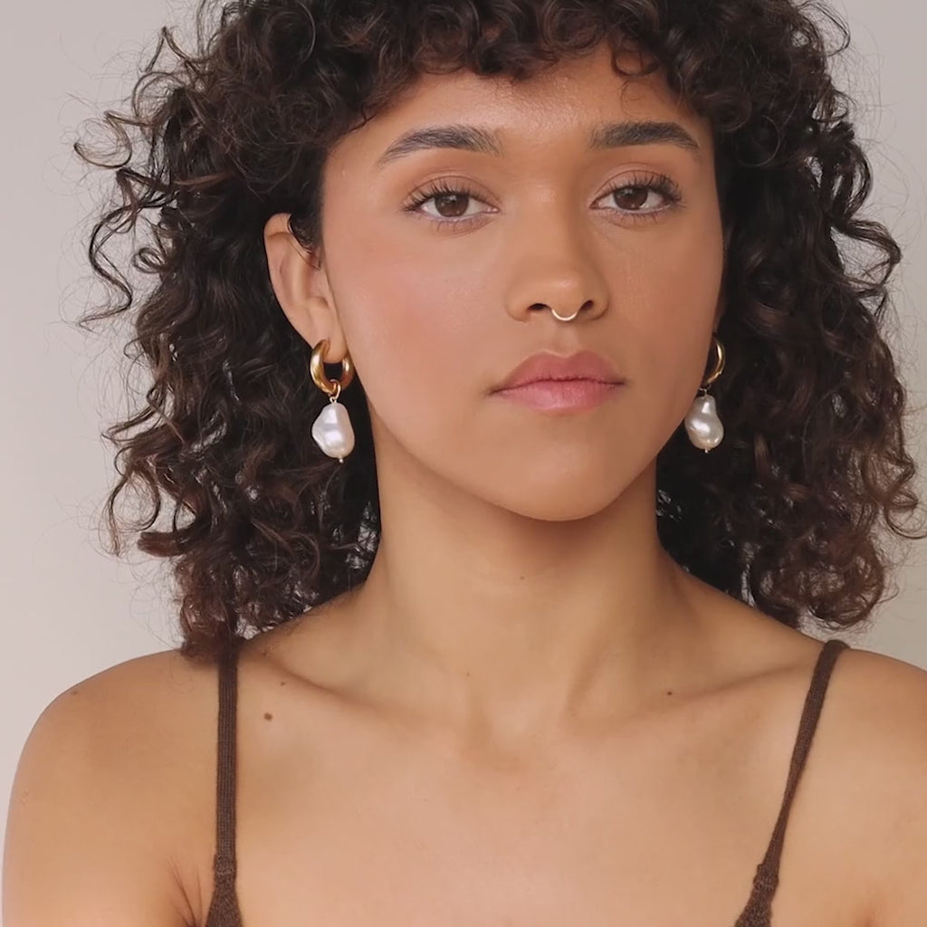 Baroque Pearl Drop Hoops