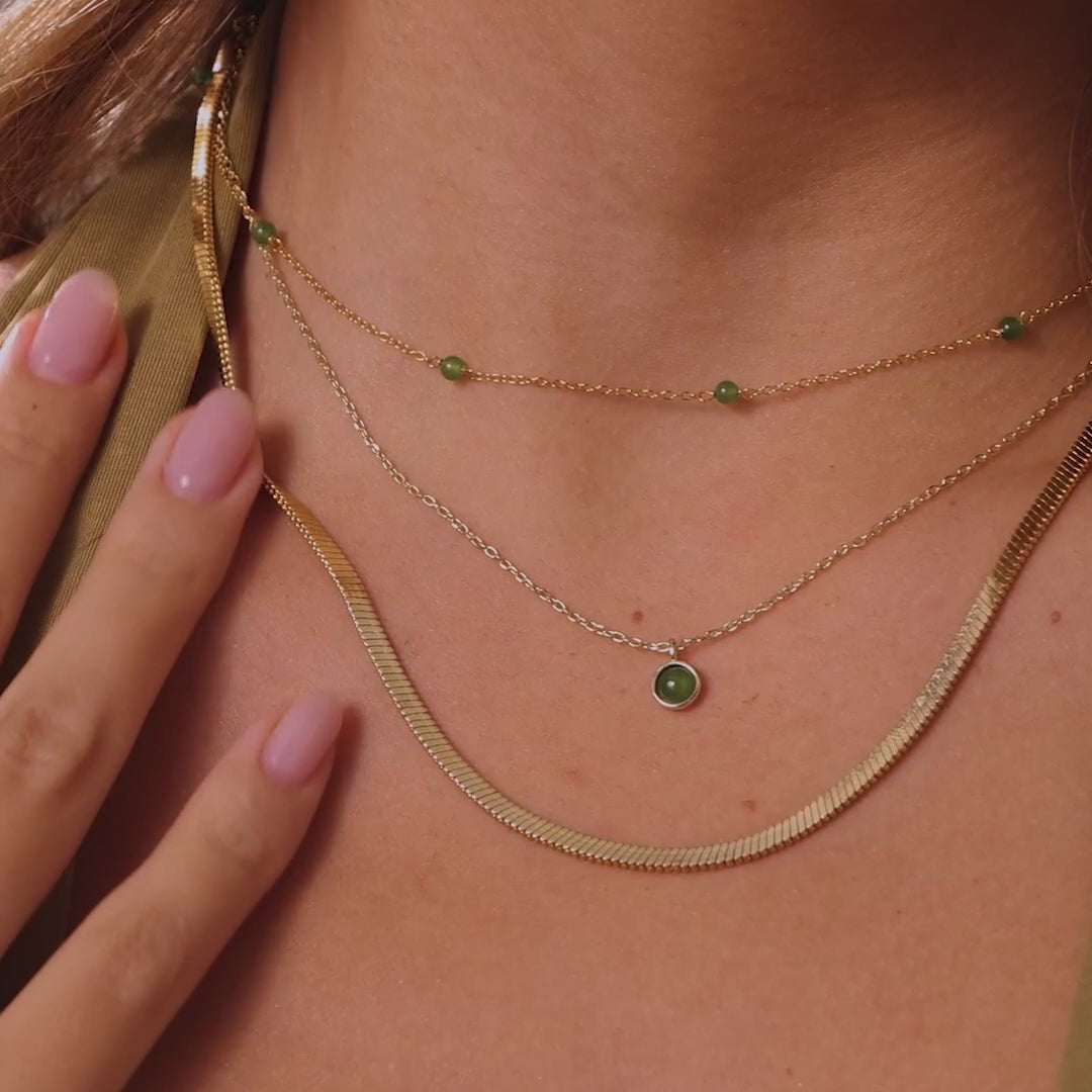 Jade Charm Necklace in Silver